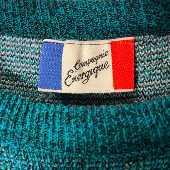 Compagnie Energique Vintage 80’ Teal Sweater size medium granny - Picture 4 of 10